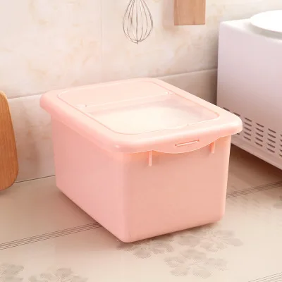 A Small Pink Креативная пластиковая коробка для хранения большой емкости многофункциональная домашняя кухонная коробка для риса с мерным стаканом гостиная коробка для хранения мелочей - Цвет: A Small Pink