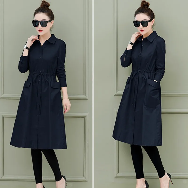 

UHYTGF Spring Coats Women Fashion Female Autumn Trench Coat Elegant Ladies Thin Coat Long Sleeve Slim Windbreaker Outerwear 319