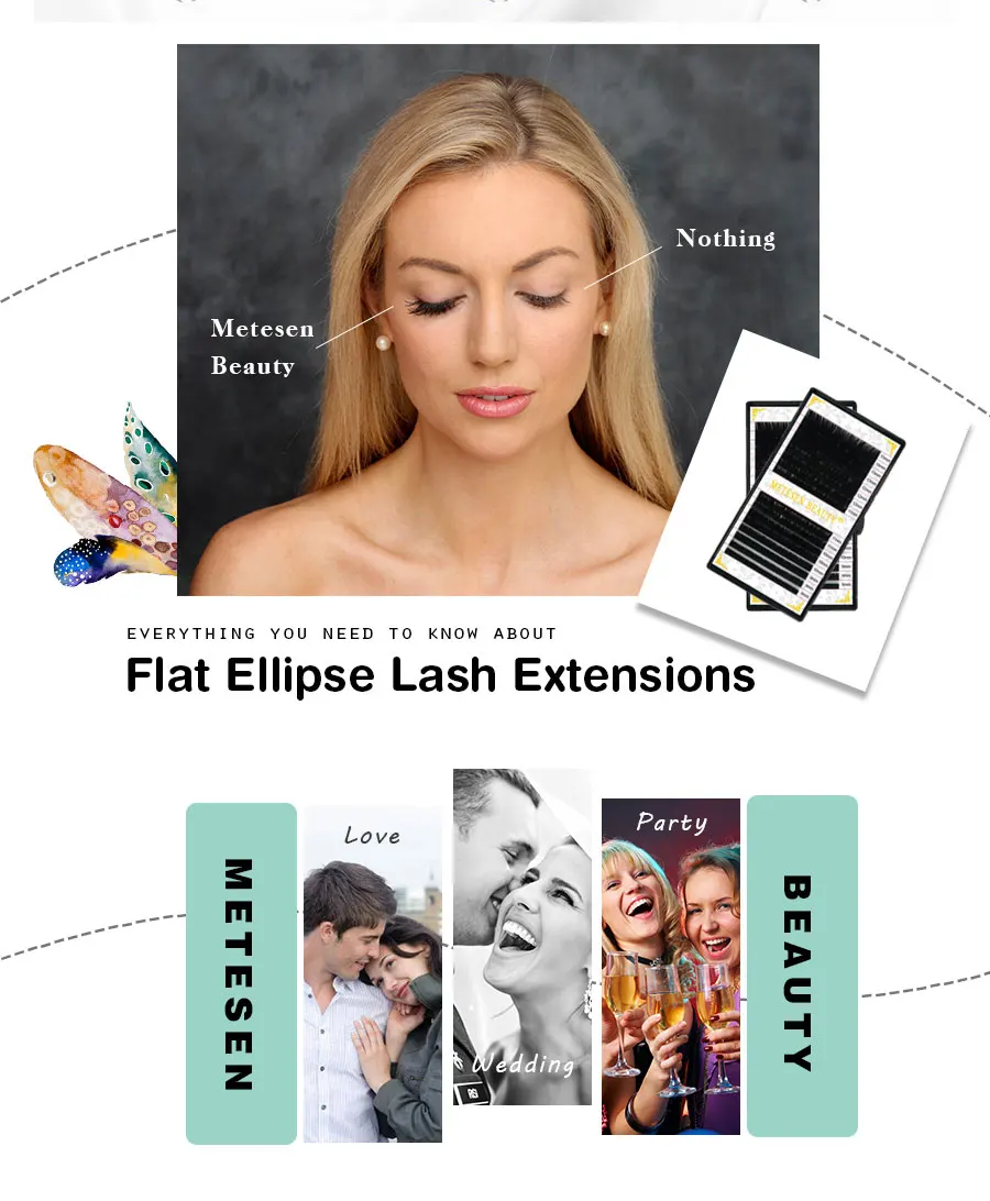 METESEN BEAUTY плоские овальные ресницы для наращивания прививки товаров профессиональные индивидуальные ресницы лучшие накладные ресницы