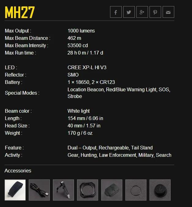 2015 New Nitecore MH27 Flashlight CREE XP-L HI V3 LED 1000LM RGB High Bright Torch Waterproof Freeshiping | Лампы и освещение