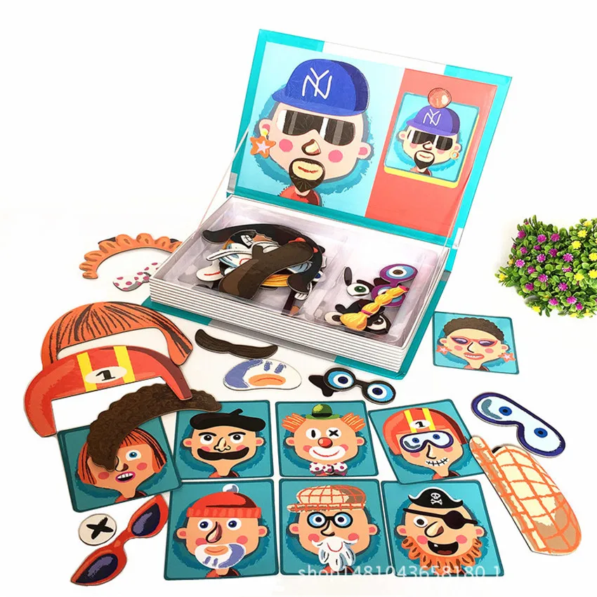 Детские Магнитные Головоломки Magnetibook Crazy Face принцесса головоломка Рождественский подарок развивающие игрушки для детей Монтессори головоломки игрушки