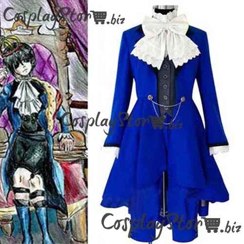 Ciel Phantomhive костюм для косплея синий узор Черный Дворецкий Косплей Костюм|black butler