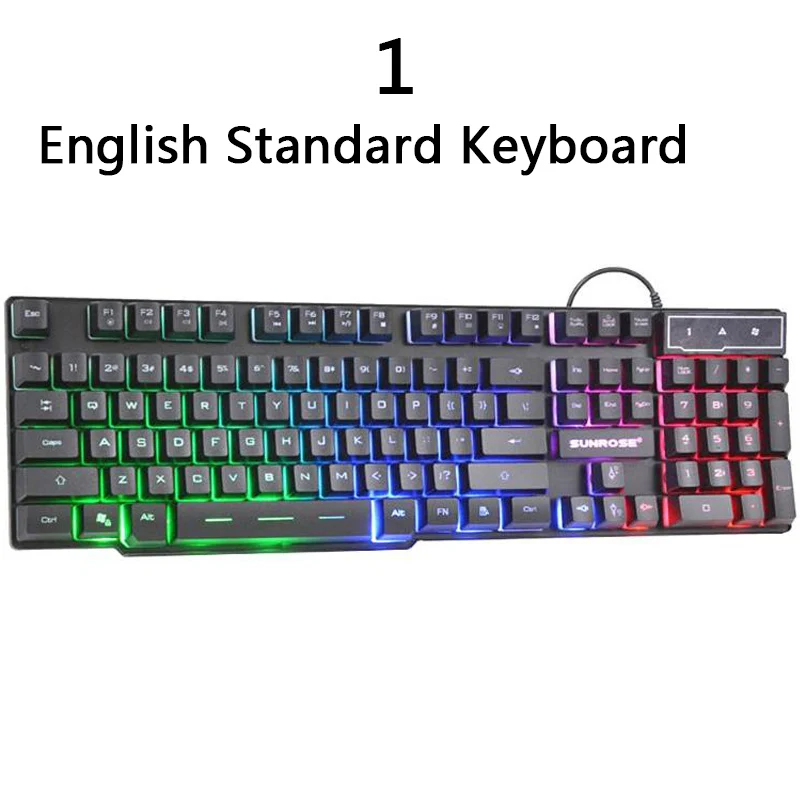 English Standard Клавиатура ПК Компьютерная игровая с подсветкой RGB механическая клавиатура на ощупь русский геймер USB Проводная 104 клавиш стандартная водонепроницаемая - Цвет: English Standard