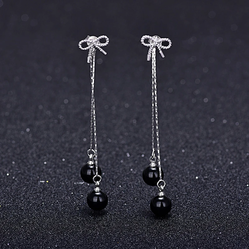 Женские простые металлические серьги с бахромой и искусственным