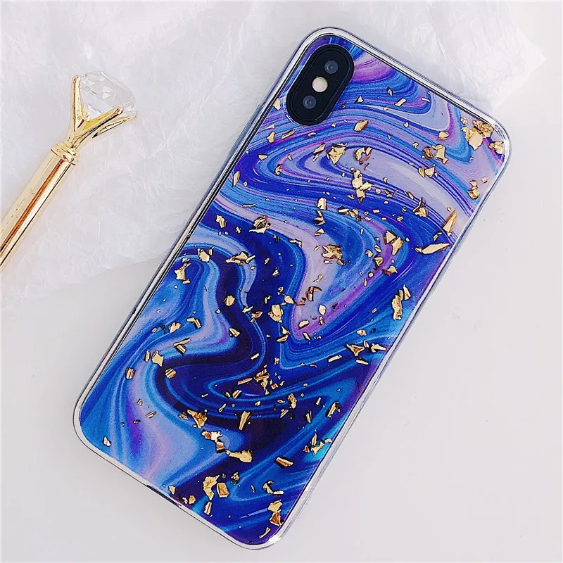 Чехол для iPhone X 6 S 7 8 Plus с мраморной золотой фольгой серебряной чехол Роскошный