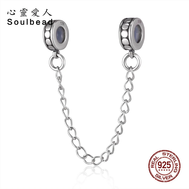 Soulbead твердая кожа Серебряная Защитная цепочка Шарм с резиновой пробкой Бусины