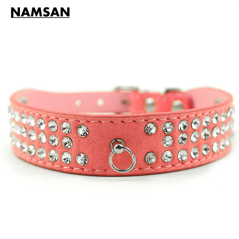 Намсан Щенок Pet собачка Товары для кошек кожа Воротники Ожерелья мужчин с Bling Crystal