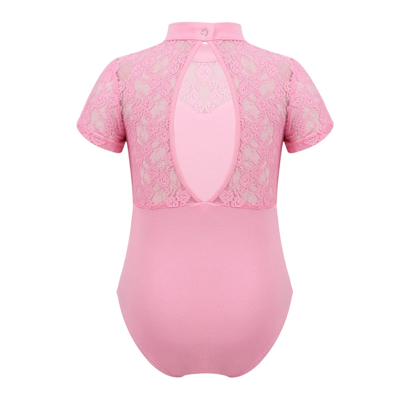 Children's Ballet Tutu Dress Bodysuit Short Sleeves Lace Cutout Back Dance Gymnastics Leotard Girls Jumpsuit Costumes | Детская