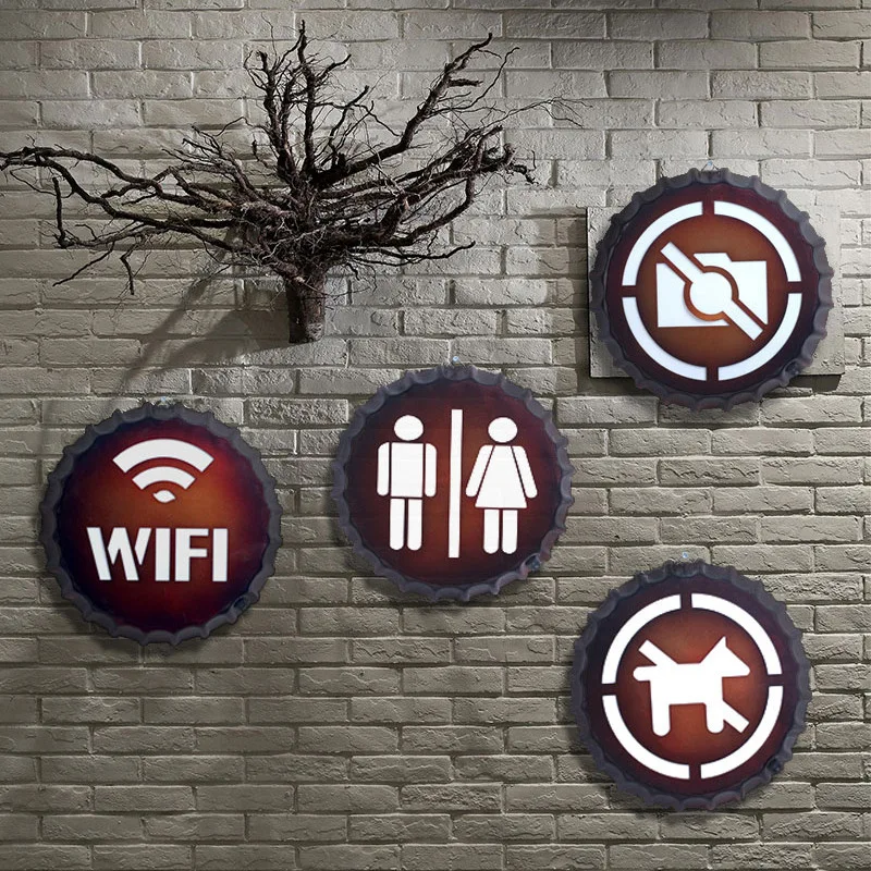 WI FI светодиодный пива Кепки знаки металлическая настенная декоративная пластина