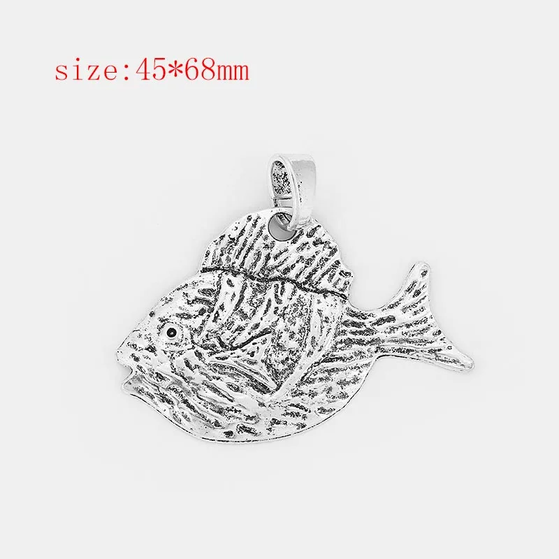 fish 2 шт антикварные серебряные амулеты большой цветок/Вихрь/рыба/Фея Ангел/Сердце/крыло/Морская звезда/Стрекоза/Черепаха/диск подвеска Ювелирное Украшение - Окраска металла: fish