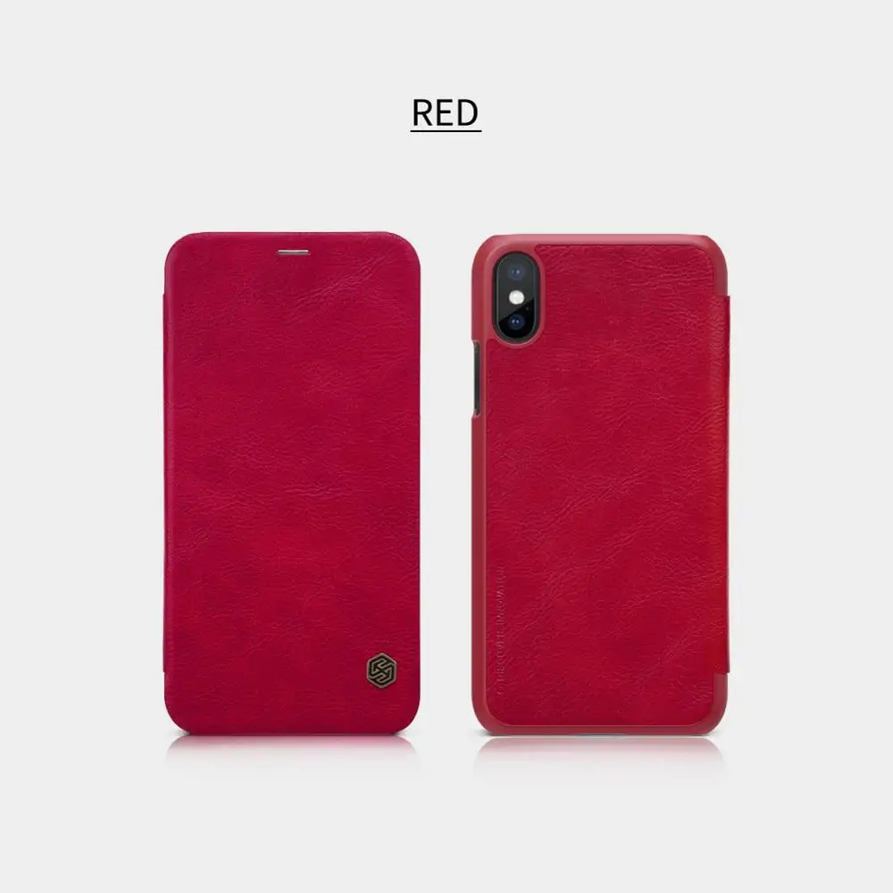 Красный Для iPhone XS X Nillkin Qin Series чехол для телефона роскошный Слот для карт бизнес стиль для iPhone X XS Флип кожаный чехол Nilkin чехол - Цвет: Красный