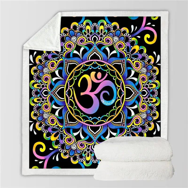 DoodleOhm DoodleOhm от Brizbazaar кровать плед с рисунком мандалы цветок шерпа плюшевые покрывала Красочные Розовый Фиолетовый Синий плед для дивана - Цвет: DoodleOhm