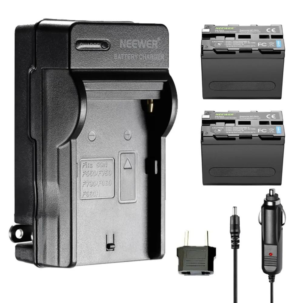 Neewer 2 шт 6600mAh запасная батарея для Sony NP F970 литий ионная и ЕС адаптер светодиодных