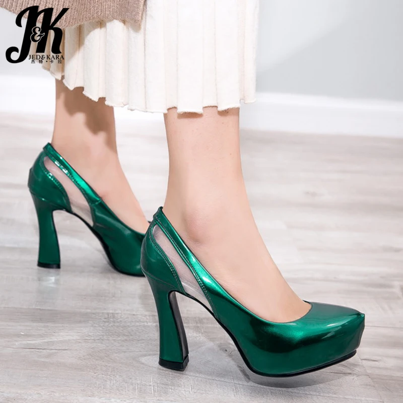 Туфли лодочки женские на платформе и высоком каблуке с круглым носком|Женские