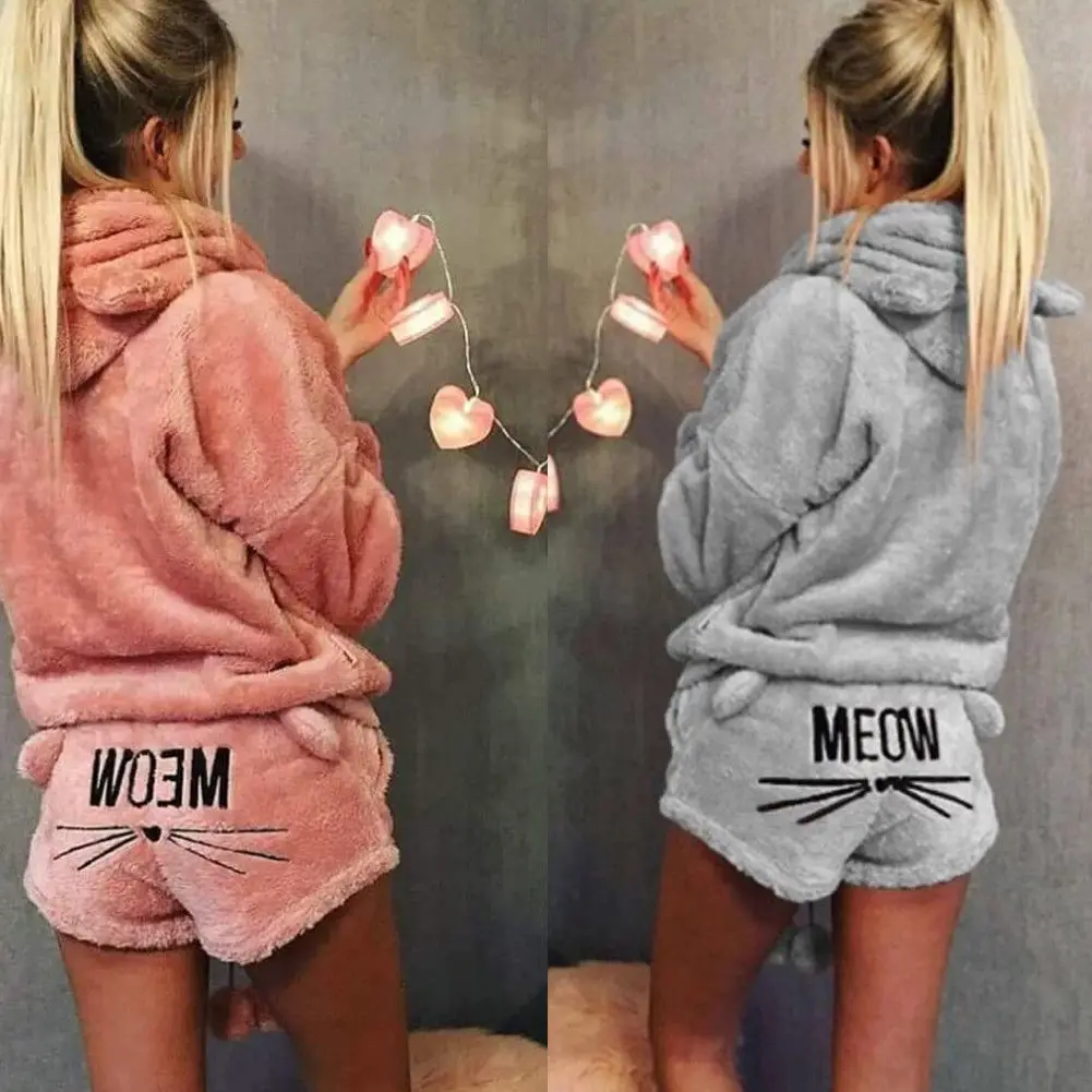 Женские теплые комплекты MeiHuIDa однотонные с длинным рукавом и шапкой зима