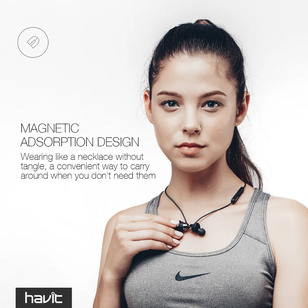 HAVIT Bluetooth наушники спортивные V4.2 IPX5 Sweatproof магнитные беруши беспроводные