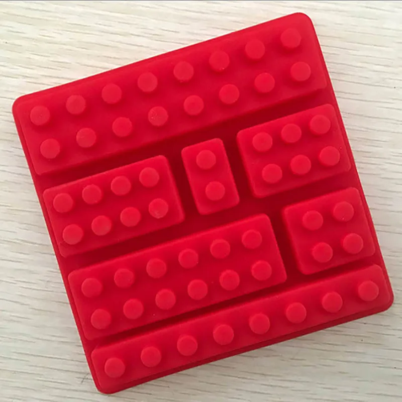 red 1 шт. 7 отверстий лего кирпичные блоки формы DIY прямоугольный Силиконовый Лоток Для Льда помадки формы для шоколадного торта CT2144 - Цвет: red