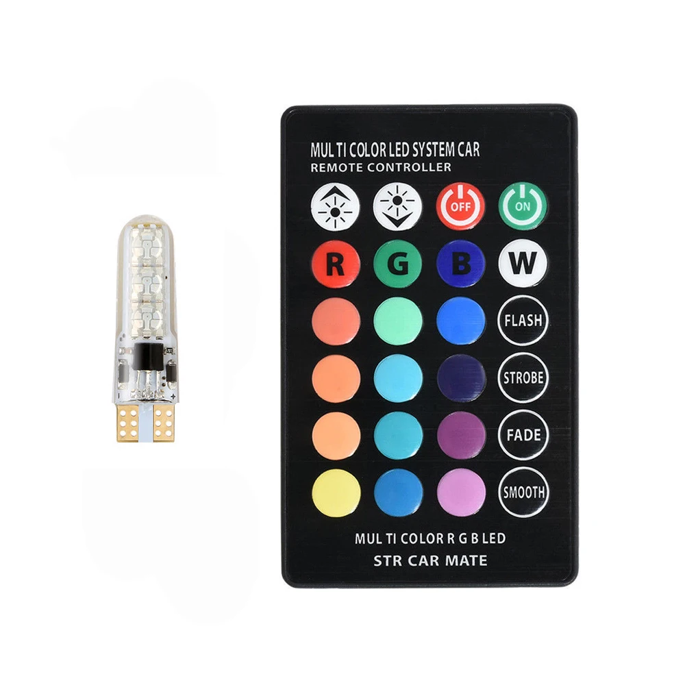 2 шт. T10 5050 автомобильный RGB светодиодный светильник W5W SMD многоцветный боковой