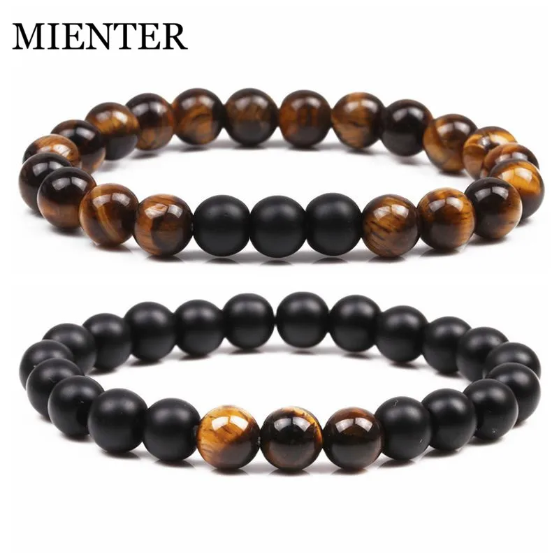 MIENTER Fashion Couple Jewelry Hot Selling Natural Tiger Eye Stone Lovers Bracelet Women Men | Украшения и аксессуары