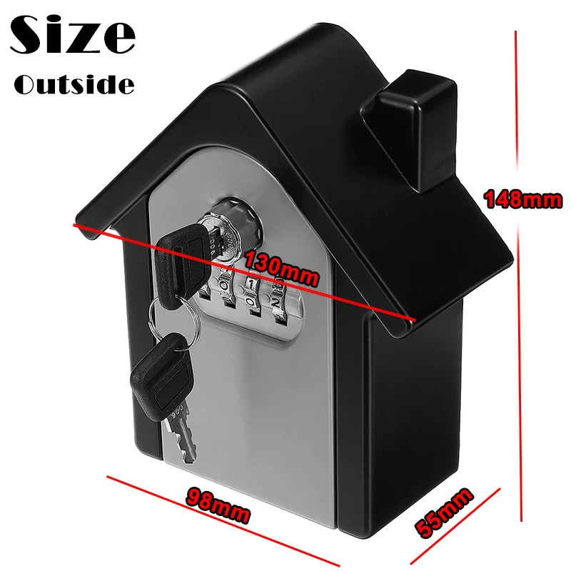 

Safurance Key Safe Box Outdoor Key Lock+Password Lock Aluminium Wall Mounted Waterproof