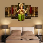 Безрамные плакаты и принты, Настенная картина на холсте, настенное украшение, 5 шт., Индийский Бог, Ганеша, картины для стены гостиной