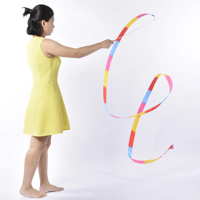 3.75M Colored Rhythmic Gymnastics Ribbon Gym Rod Art Ballet Dance Ribbons Twirling Sticks | Спорт и развлечения