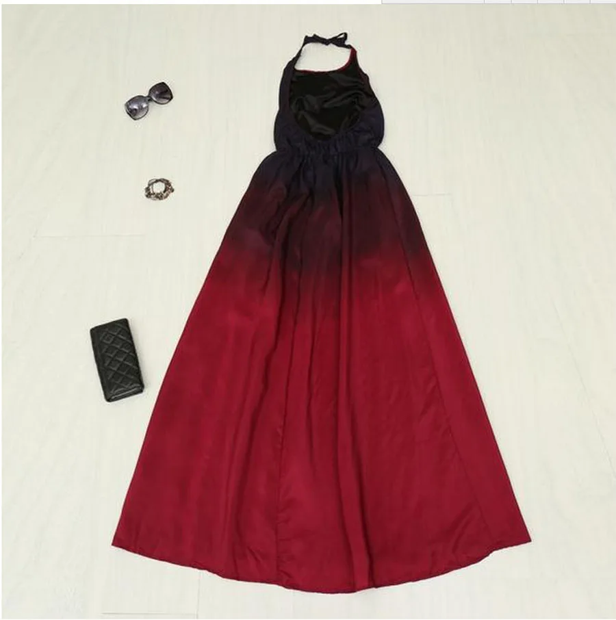 

Women's Sleeveless Halter Neck Vintage Purple Bohemian Dress