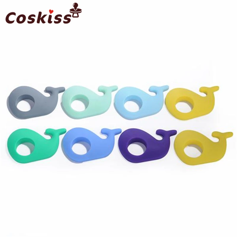 Mordedor de ballena de silicona para beb&eacute;, accesorios de bricolaje, juguete de lactancia, colgante para collar, pulsera, mordedor de silicona, 7 Uds.-4