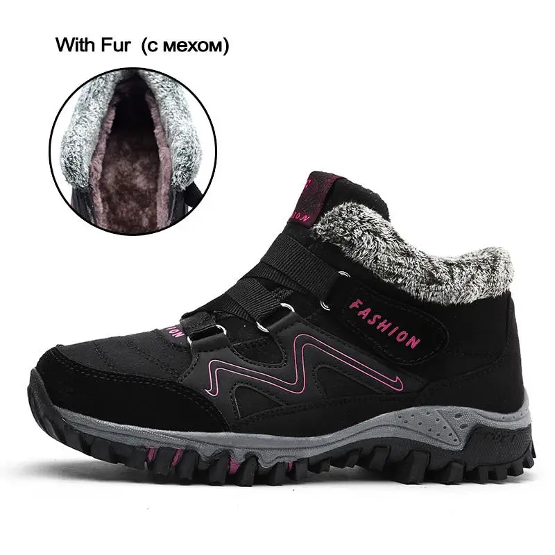 Cajacky мужские ботинки высокого качества зимние мужские ботинки на меху размера плюс 45, 46 уличные теплые плюшевые ботинки большого размера мужские ботинки - Цвет: Black Purple