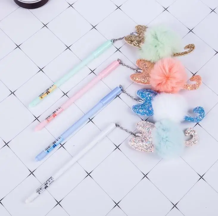 

2 Pcs/set Kawaii 0.5mm Rex Cat Warm Ball Plush Pendant Gel Pens Cute Stationery Neutral Pens For School Office Supplies Gifts