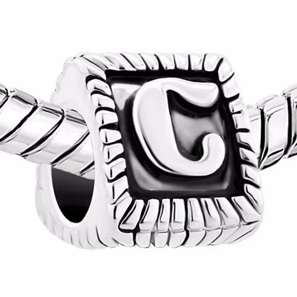 slide charm Free shipping Valentine's Day gift antique style &quotC&quot letter triangle beads fit Pandora bracelet | Украшения и