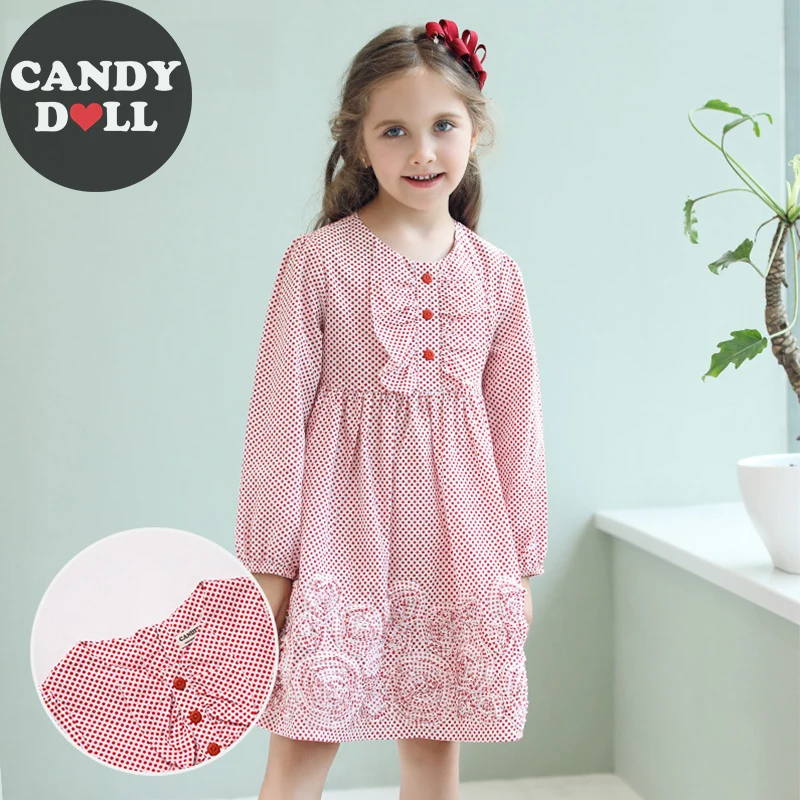CANDYDOLL/детское осеннее платье для девочек Классические хлопковые платья
