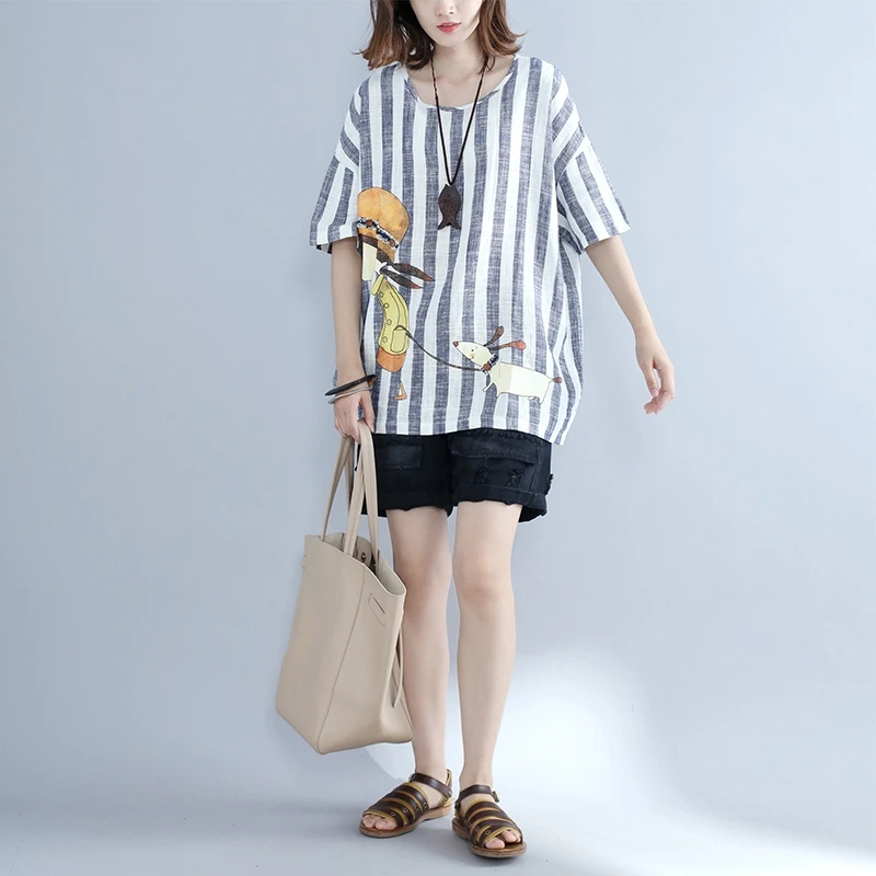 2018 Top Female Summer Style Casual O Neck Striped Printing Short Sleeve T shirt Women Tees Harajuku | Женская одежда