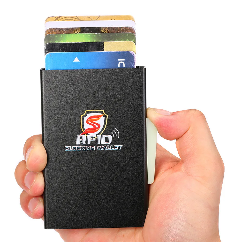 BISI GORO алюминиевый футляр для карт задний карман Умный кошелек RFID Блокировка тонкий металлический кошелек автоматический кредитный Кошелек для монет, карт