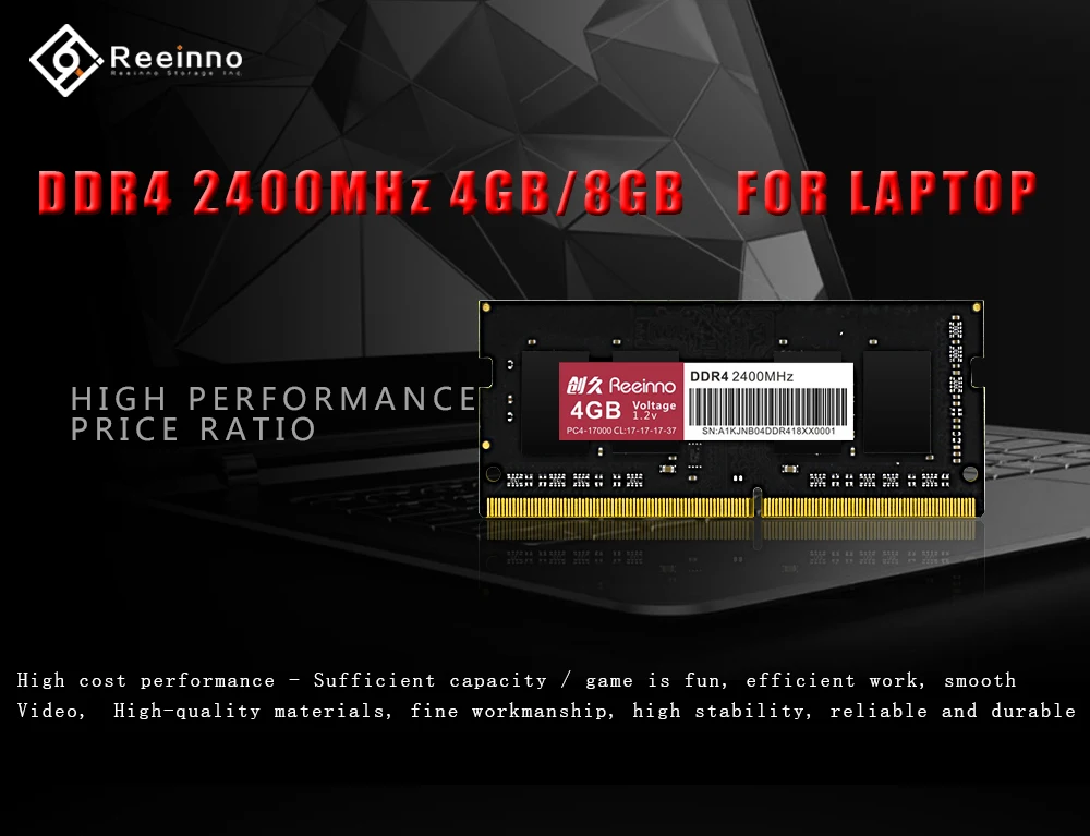 Reeinno оперативная Память ddr4 4 Гб 2400 МГц 1 2 МБ/с./с NON-ECC 260pin пожизненная гарантия