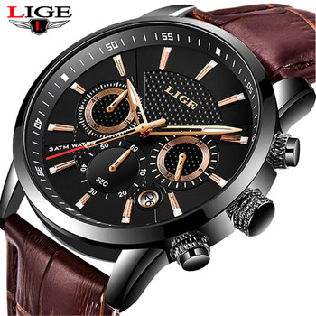 LIGE 2021 New Watch Men Fashion Sport Quartz Clock Mens Watches Brand Luxury Leather Business Waterproof Watch Relogio Masculino-36706
