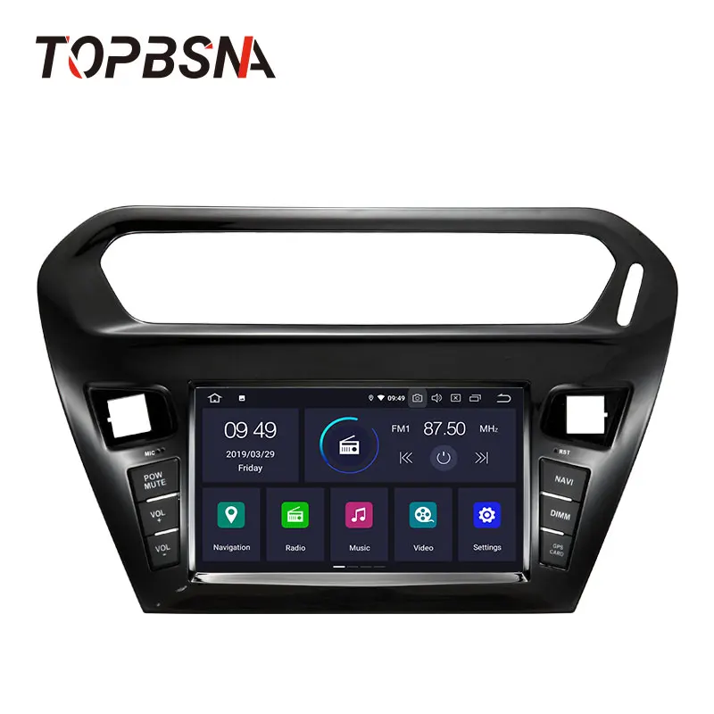 Автомобильный мультимедийный DVD плеер TOPBSNA 1 Din Android 10 для Citroen Elysee 2014 2016 Peugeot 301 GPS Navi