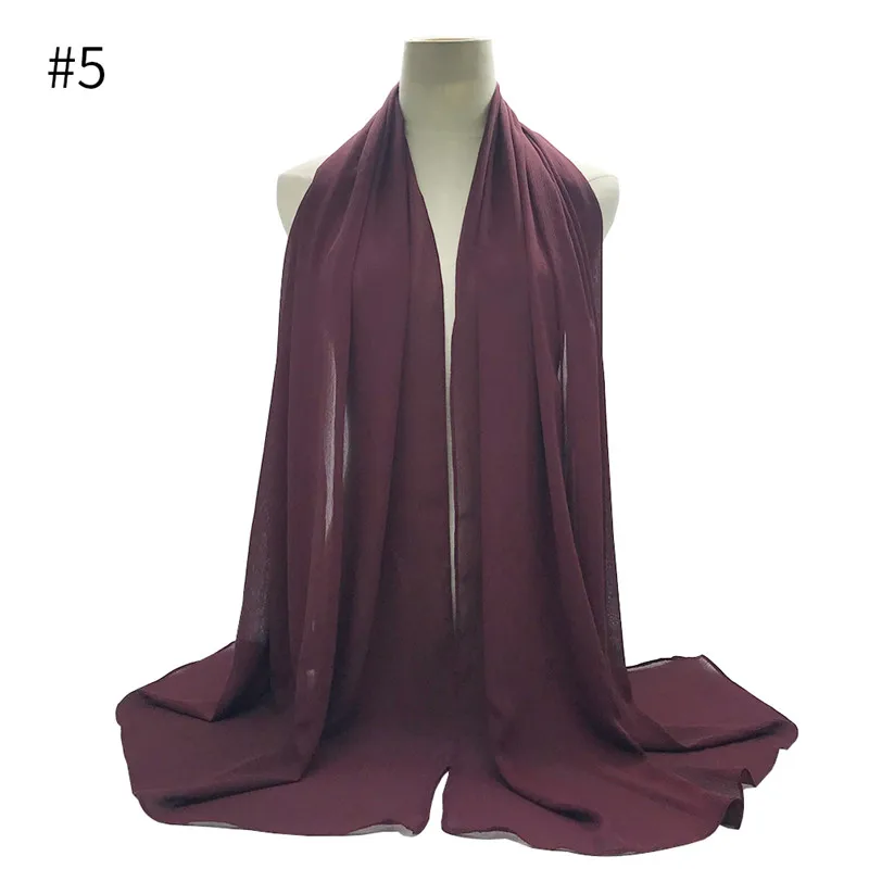 Шифона ярких цветов мусульманский хиджаб, платок, однотонные прозрачные женские шарфы для женщин модная шаль shaws 10 шт./лот Быстрая горячая распродажа