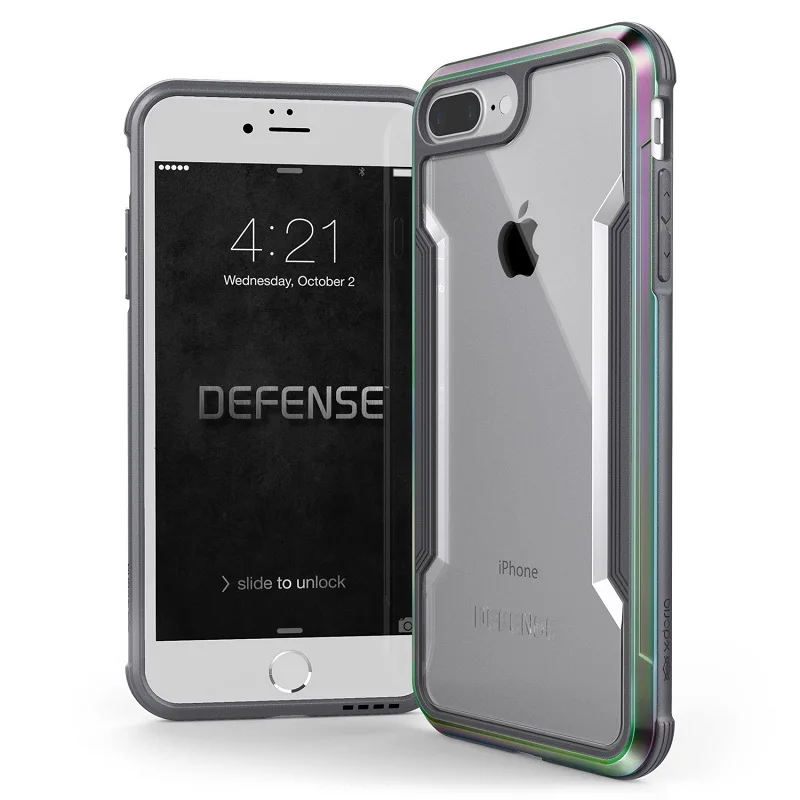Iridescent X-Doria Defense Shield чехол для телефона для iPhone 7 8 Plus чехол военный класс падение протестированный алюминиевый защитный чехол для iPhone 7 8 - Цвет: Iridescent