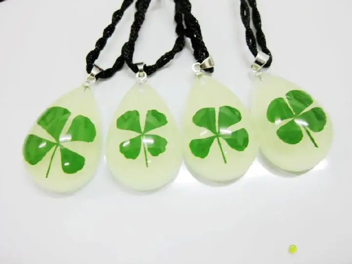 16 шт. натуральный стильный четырехлистный клевер светящийся в темноте модный