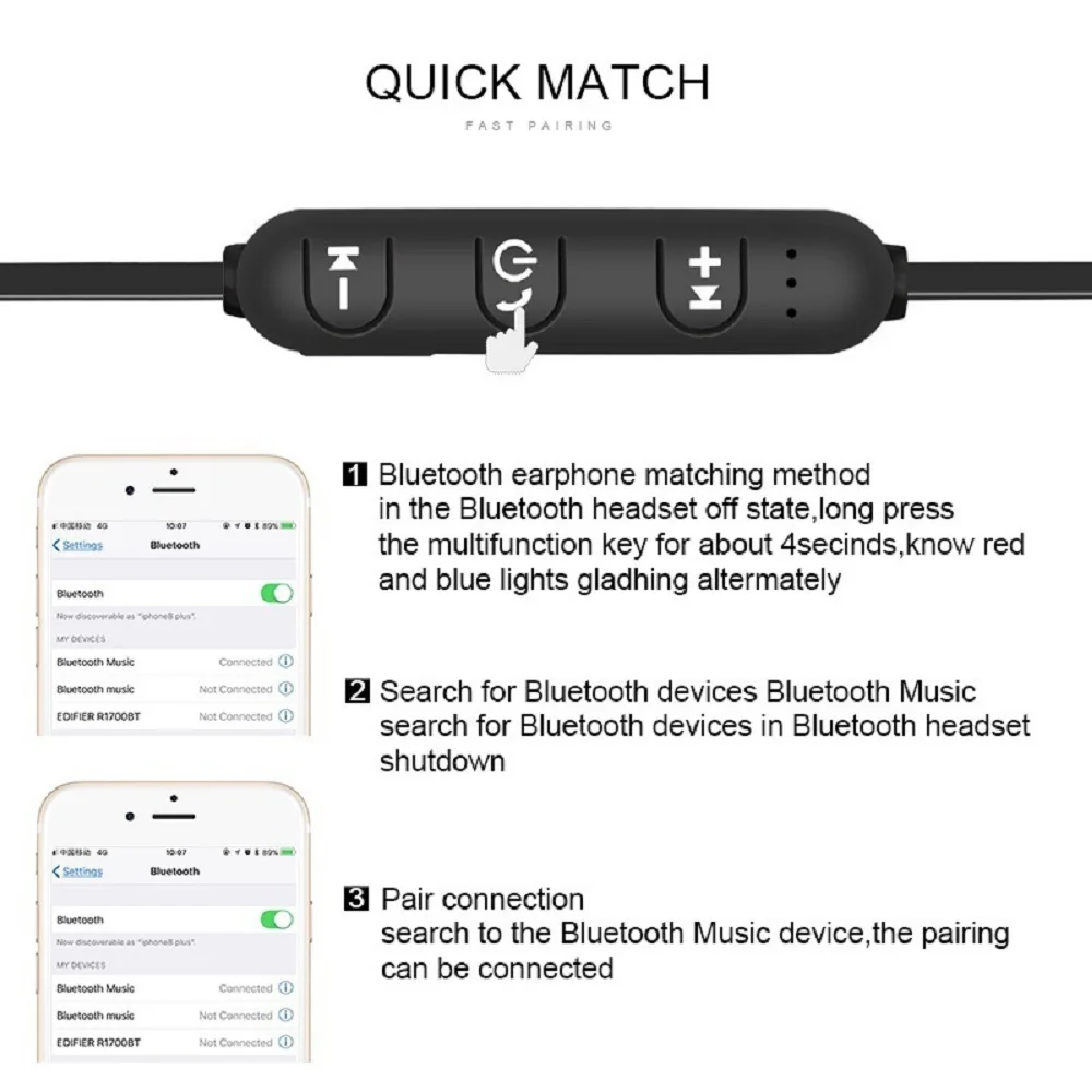 XT 11 Bluetooth наушники беспроводные Спортивные Беспроводные повторно кнопка