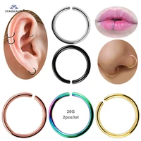 2pcs 20g 0 8mm thin fake nose ring septum helix nostril piercing ear labret fake piercing cartilage daith earrings hoop ohrring
