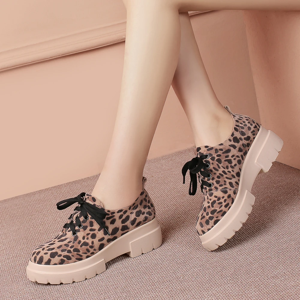 Meotina/Женская обувь Туфли на высоком каблуке и платформе Леопардовая