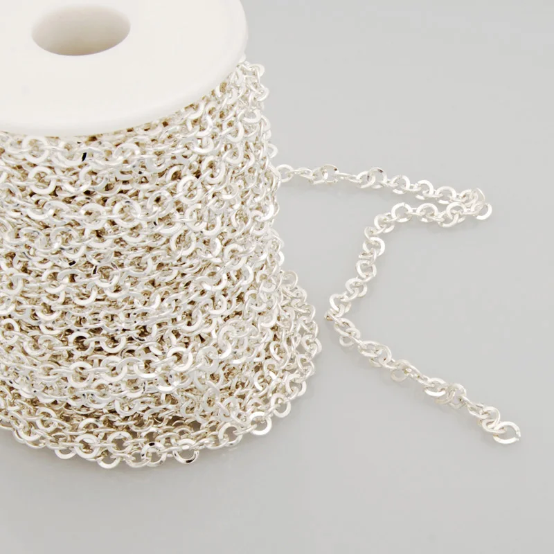 

6MM Silver Plated Brass Chain,Handmade,Sold 25 Yard Per Roll