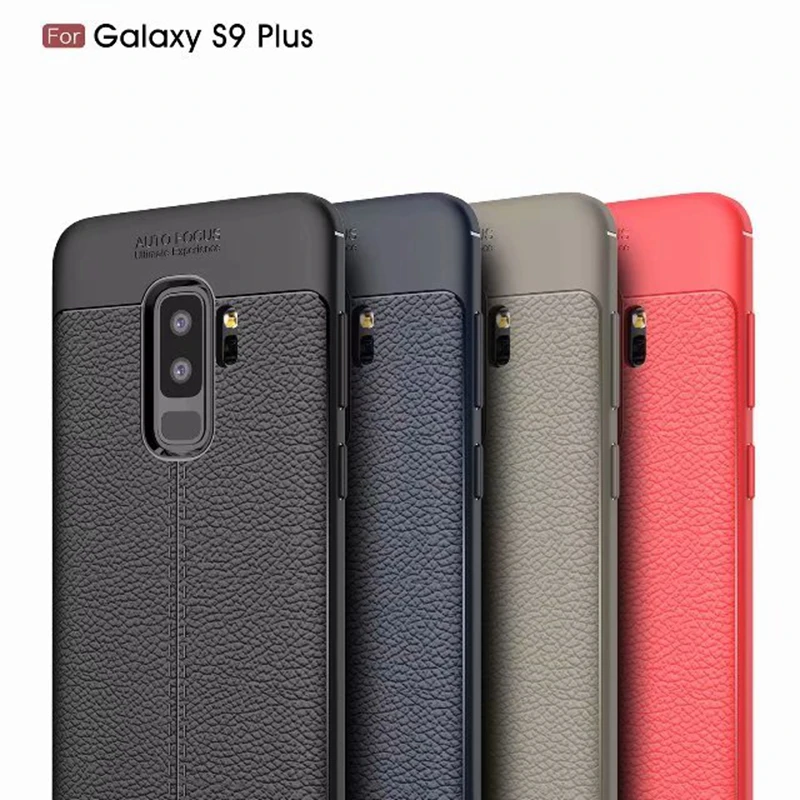 Противоударный чехол для телефона samsung S9plus S9 Мягкий ТПУ кожаный узор тонкий S8 S8plus