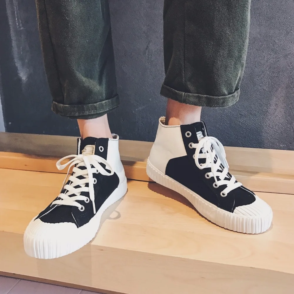 High Top Lovers Walking Canvas Shoes Men's Flats New Fashion Men Sneakers Lace Up Breathable Casual Vulcanize MD-07 | Обувь