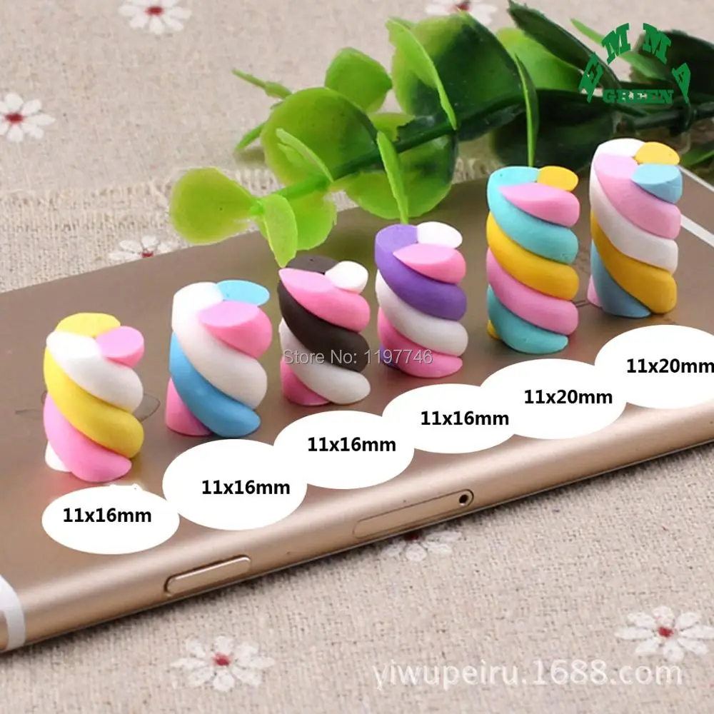 Marshmallow радужные цвета Kawaii спиральный леденец Конфеты Полимерная глина кабошоны 20