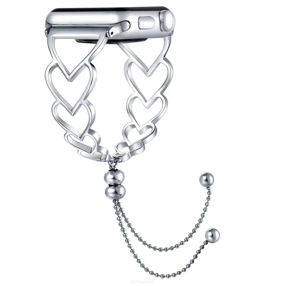 Heart-shaped bracelet strap For Apple Watch 38mm 40mm 42mm 44mm Bracelet Women Stainless Steel strap iwatch Bands series 5 4 3 2