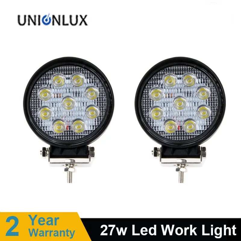 

2pcs 4 Inch 27W Round LED Work Light 12V 24V for Motorcycle Boat Car Tractor Truck 4x4 SUV ATV Offroad LED Working Driving Lamp