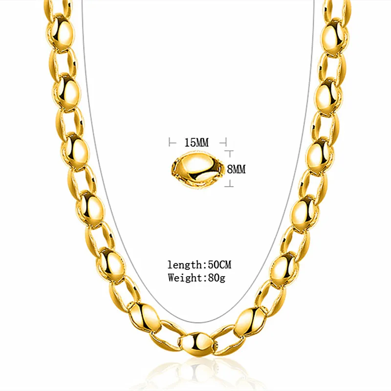 YIXI Trendy Men Curb Cuban Link Chain Necklace Bracelet Boys Mens Fashion Gold Color Copper Ethiopian Mexico Male Jewelry Set | Украшения и